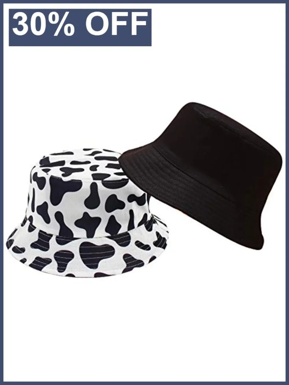 Reversible Bucket Hat Cow Print Cotton Sun Hat Women Packable Beach